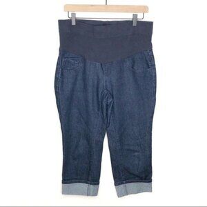 Two Hearts by Destination Maternity Cuffed Cropped Jeans Dark Wash M